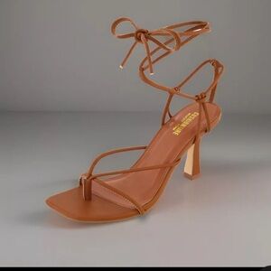 Cushionaire Tan Heels with Strappy Design and Elegant Silhouette